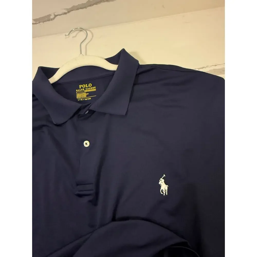 Ralph Lauren Performance Polo Shirt Men's Size Large Tall Navy Blue‎ Golf